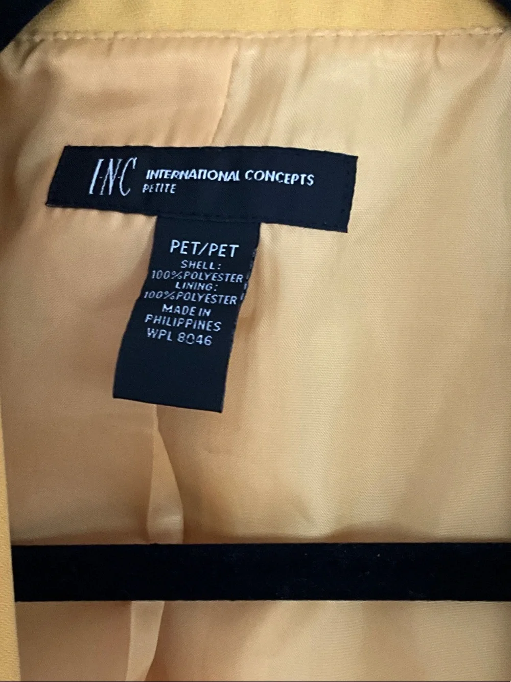 INC International Concepts Mustard Yellow Shawl Collar Blazer